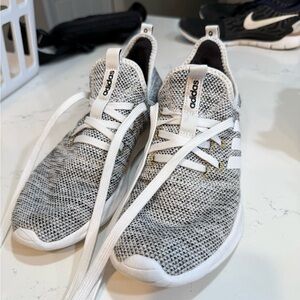 Adidas CloudFoam Grey and White Athletic Sneakers